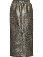 Miu Miu Craquelé Nappa Leather Skirt - Black