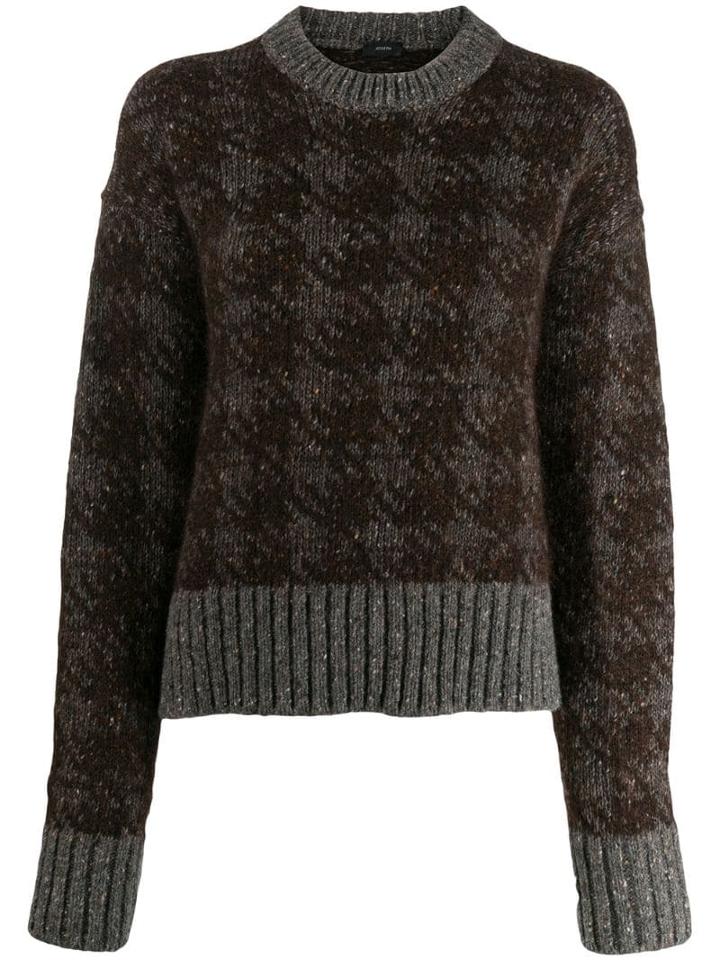 Joseph Houndstooth Knitted Sweater - Brown