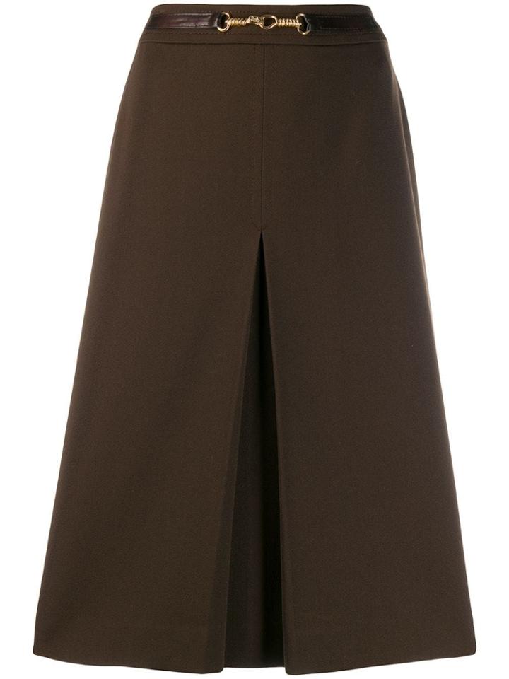 Céline Pre-owned Pleated Style Skirt - Brown