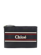 Chloé Logo Print Clutch Bag - Blue