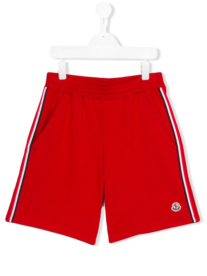 Moncler Kids - Side Stripes Shorts - Kids - Cotton - 14 Yrs, Boy's, Red