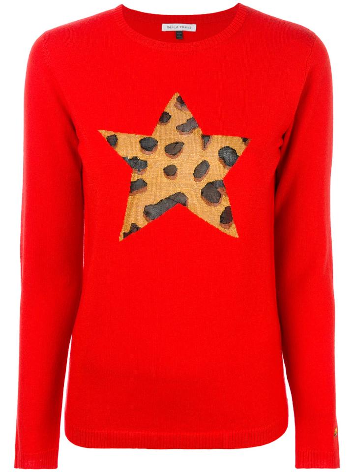 Bella Freud Leopard-print Star Jumper - Red