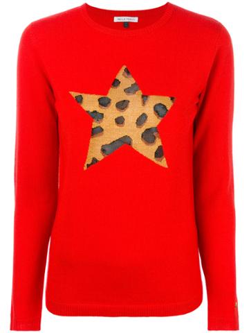 Bella Freud Leopard-print Star Jumper - Red