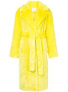 Tibi Luxe Faux Fur Oversized Coat - Yellow & Orange