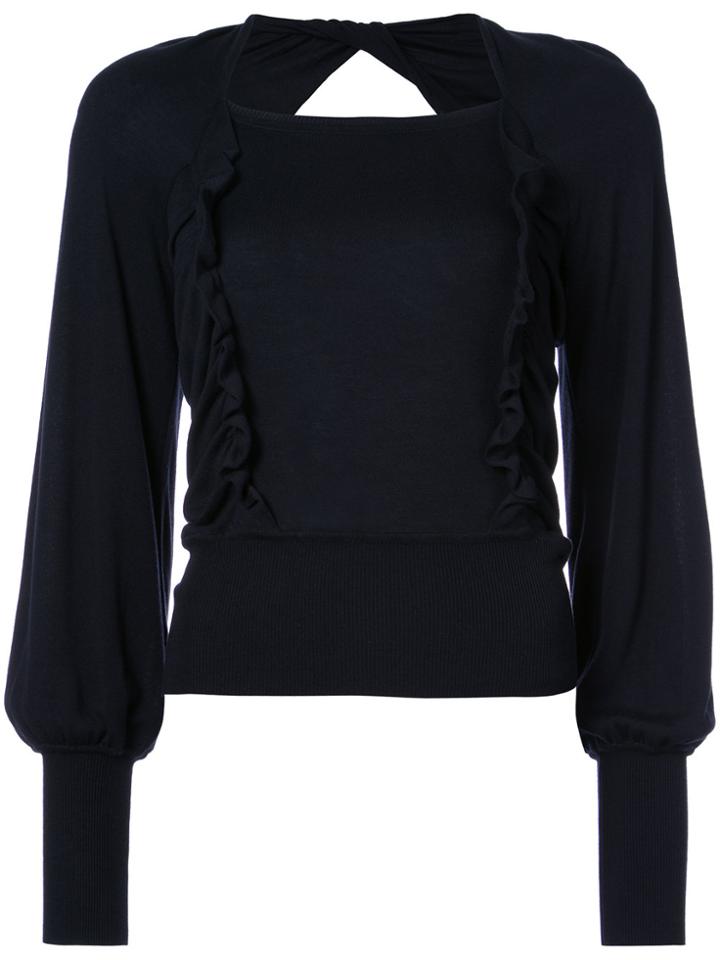 Adeam Ruffle Parachute Jumper - Blue