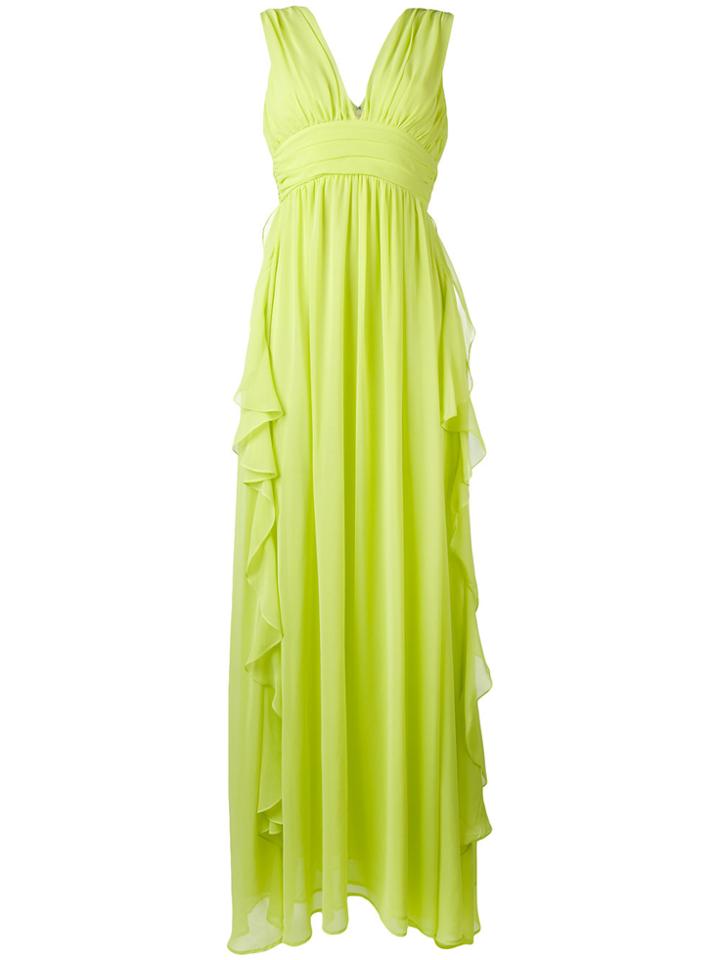Msgm Chiffon Ruffle-detail Gown - Green