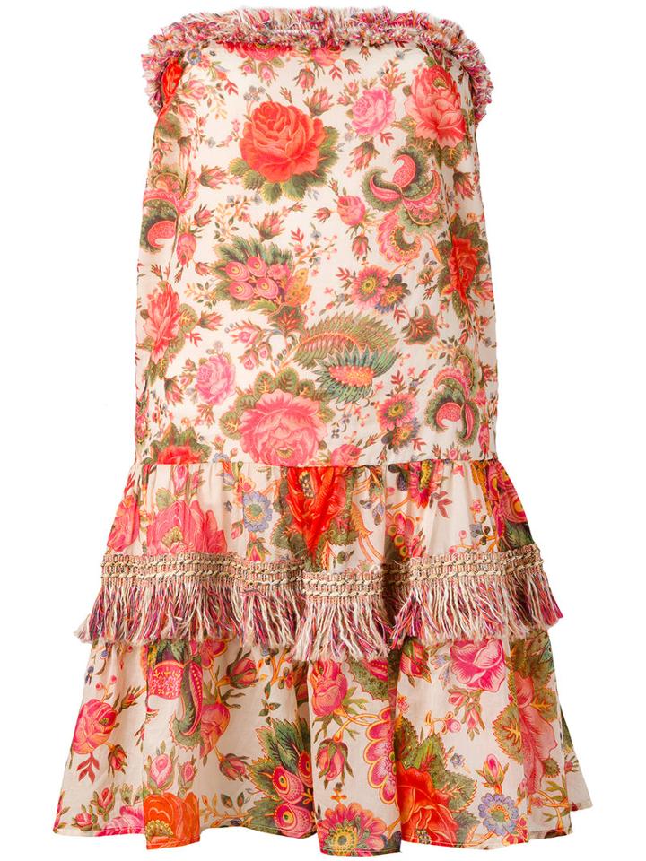 Anjuna - Mixed Print Strapless Dress - Women - Cotton - S, White, Cotton