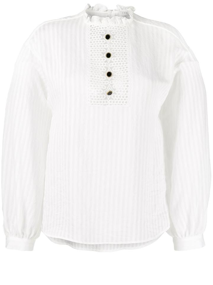 Sandro Paris Striped Voile Blouse - White