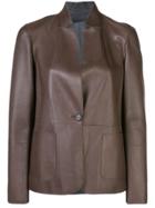 Brunello Cucinelli Button Leather Jacket - Brown