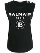Balmain Logo Print Vest - Black