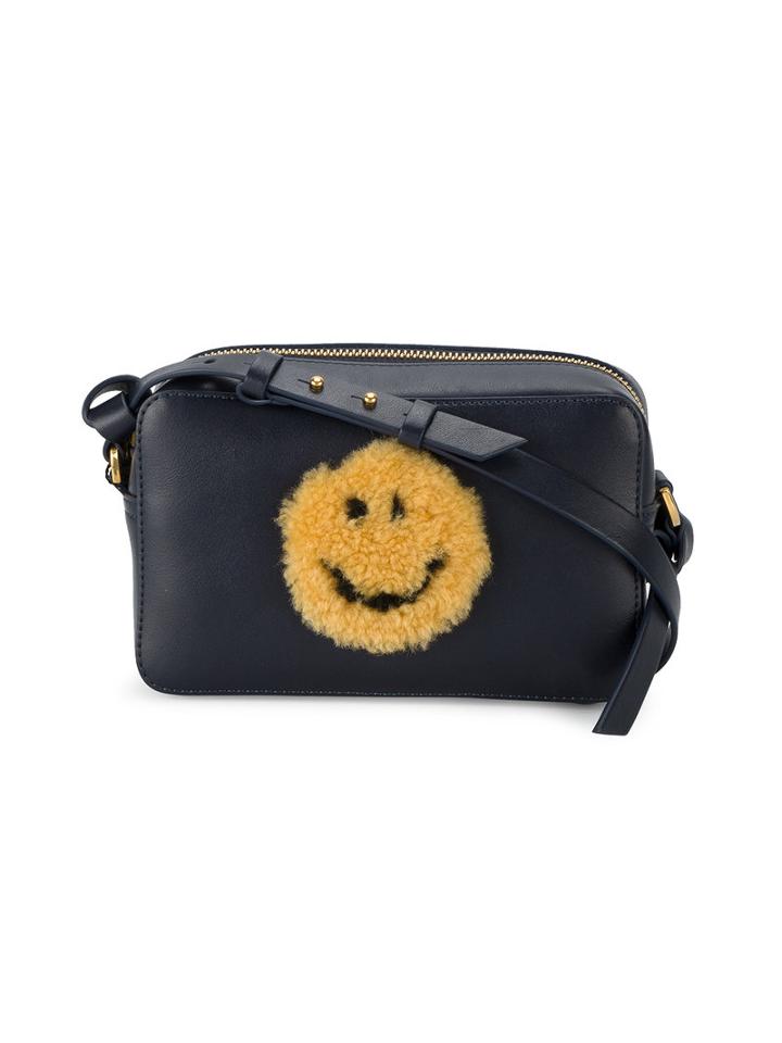 Anya Hindmarch - Mini Smiley Cross-body Bag - Women - Leather/sheep Skin/shearling - One Size, Blue, Leather/sheep Skin/shearling