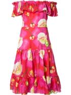 Isolda Floral Print Flared Dress, Women's, Size: Small, Pink/purple, Linen/flax