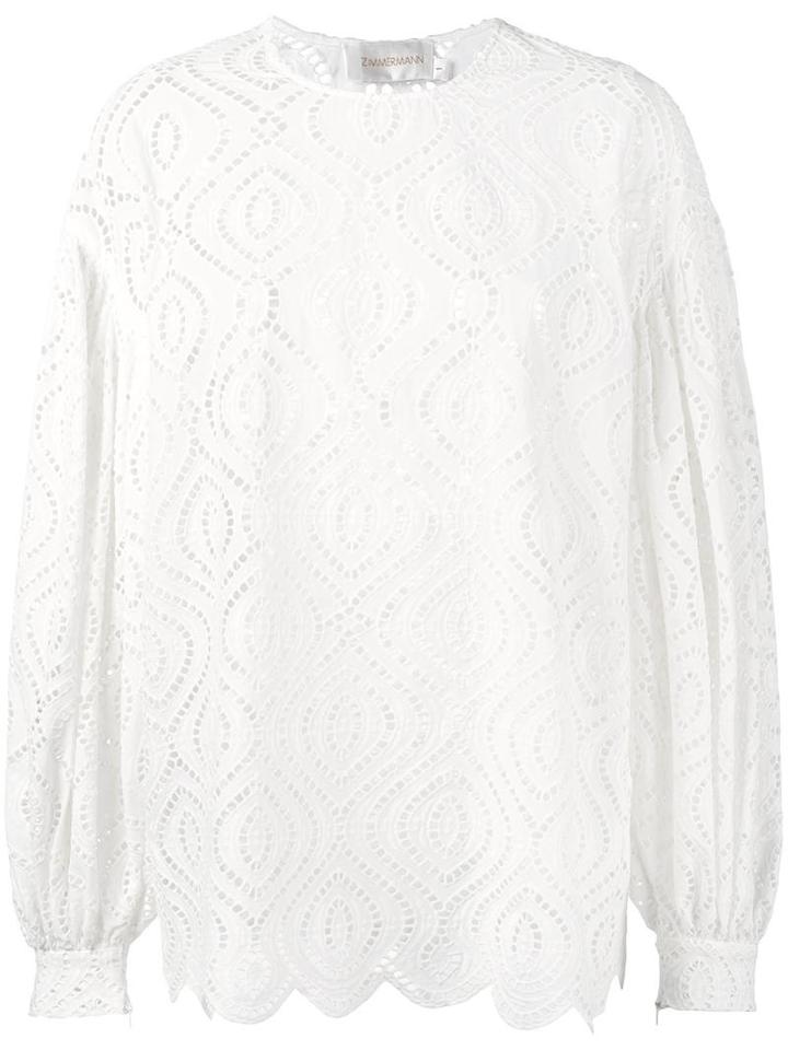 Zimmermann Oversized Crochet Blouse, Women's, Size: 3, White, Cotton