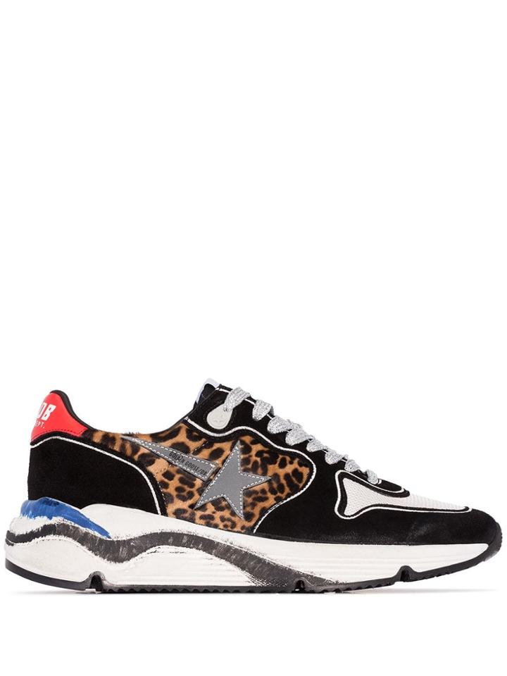 Golden Goose Running Leopard-print Panel Sneakers - Black