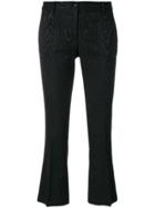 Alberto Biani Embroidered Cropped Trousers - Black