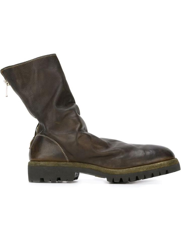 Guidi Back Zip Mid-calf Boots, Men's, Size: 40, Green, Calf Leather/rubber