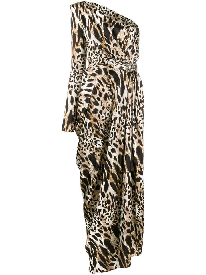 Alexandre Vauthier Leopard Print Evening Dress - Brown