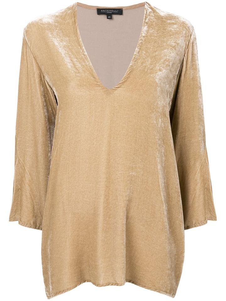 Antonelli V Neck Blouse - Nude & Neutrals