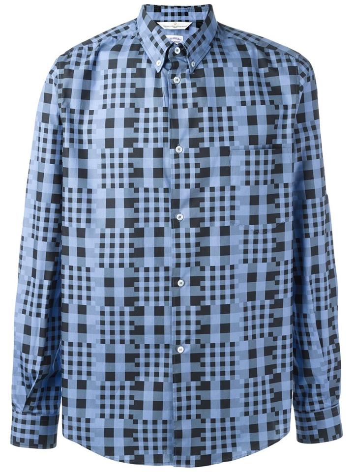 Golden Goose Deluxe Brand Pixelated Check Shirt, Men's, Size: Medium, Blue, Cotton