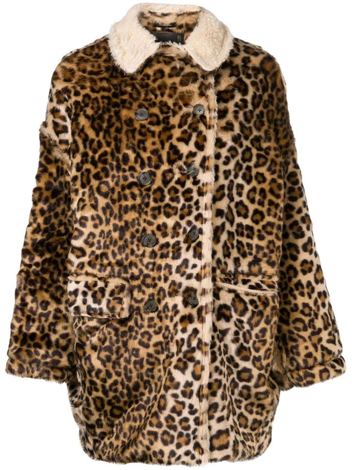 R13 Leopard Print Oversized Coat - Nude & Neutrals