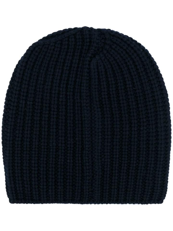 Iris Von Arnim Ribbed Knitted Beanie Hat - Black