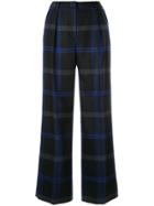 Incotex Checked Wide Leg Tailored Trousers - Blue