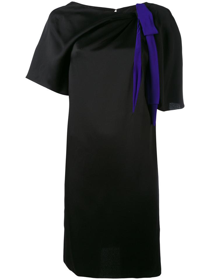 Lanvin - Contrast Bow Shift Dress - Women - Silk/acetate/viscose - 38, Black, Silk/acetate/viscose