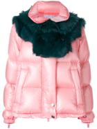 Sacai Shearling Yoke Padded Jacket - Pink & Purple