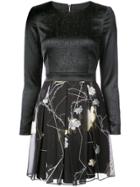 Thomas Wylde Fitted Floral Skirt Dress - Black