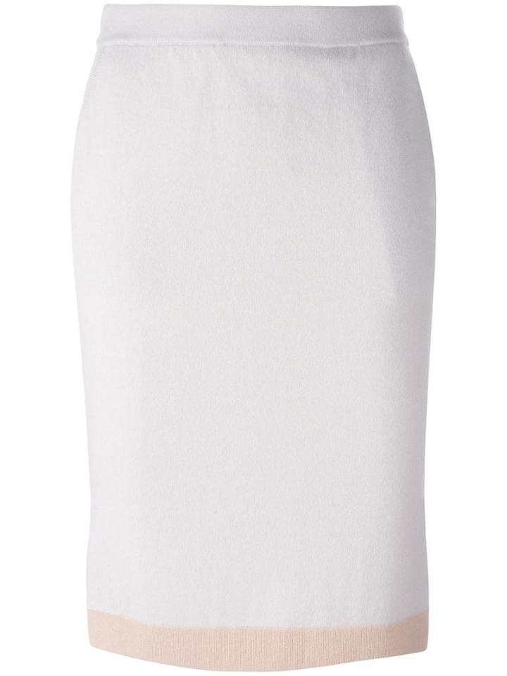 Allude Hem Stripe Knit Skirt, Women's, Size: Small, Nude/neutrals, Cashmere