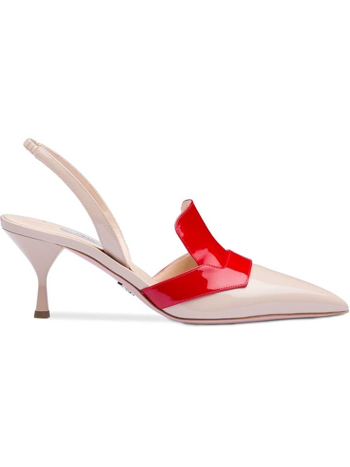 Prada Pointy Toe Slingback Pumps - Grey