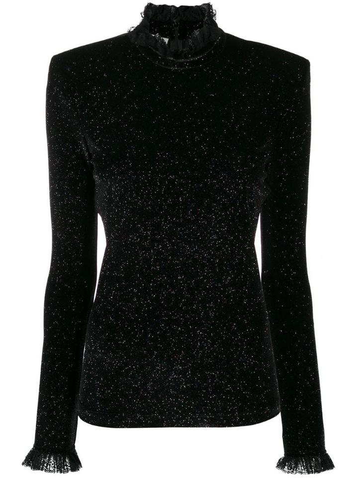 Philosophy Di Lorenzo Serafini Ruffle Neck Glitter Blouse - Black