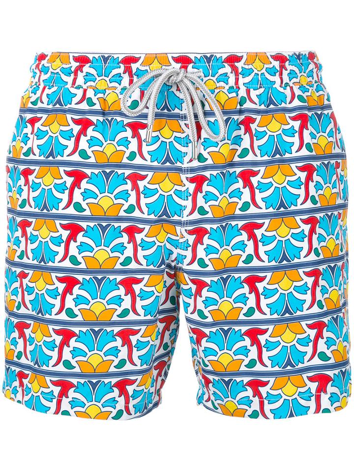 Capricode - Geometric Floral Print Swim Shorts - Men - Nylon - M, Nylon