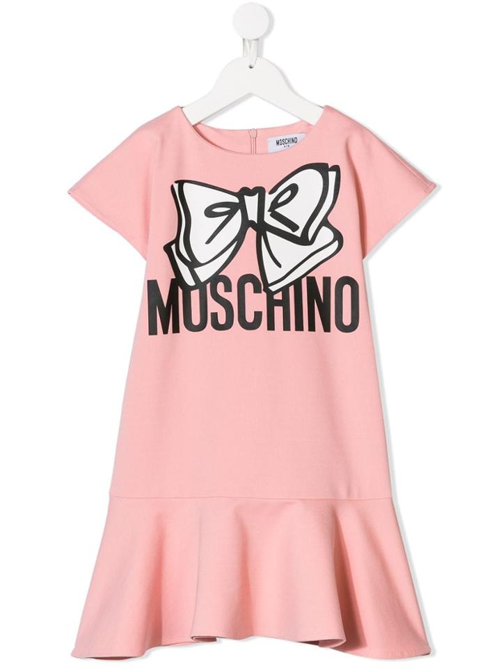 Moschino Kids Teen Bow Print Dress - Pink