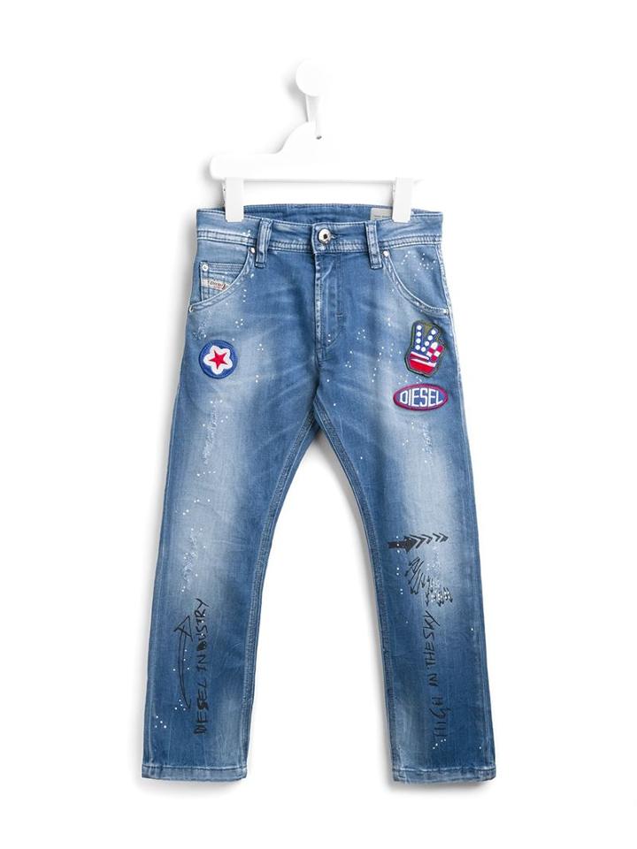 Diesel Kids Patch Jeans, Boy's, Size: 10 Yrs, Blue