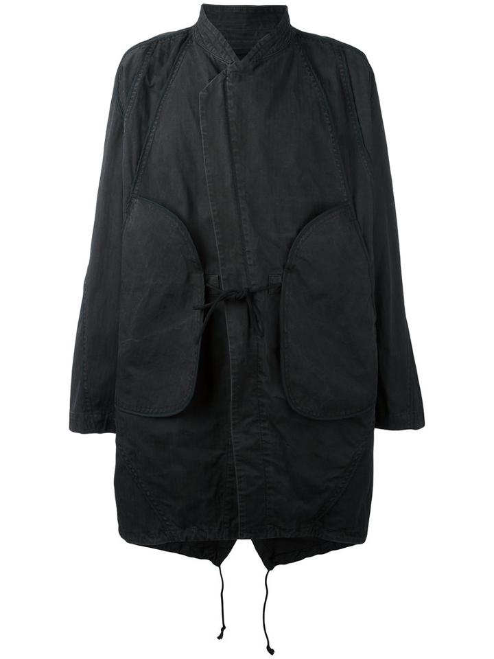 Abasi Rosborough Tie-front Oversize Coat, Men's, Size: Small, Black, Cotton