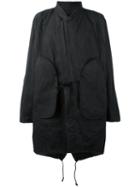 Abasi Rosborough Tie-front Oversize Coat, Men's, Size: Small, Black, Cotton