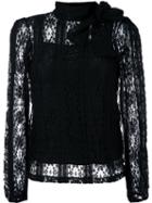 Red Valentino Lace Pussy Bow Blouse, Women's, Size: Medium, Black, Polyester/spandex/elastane/silk