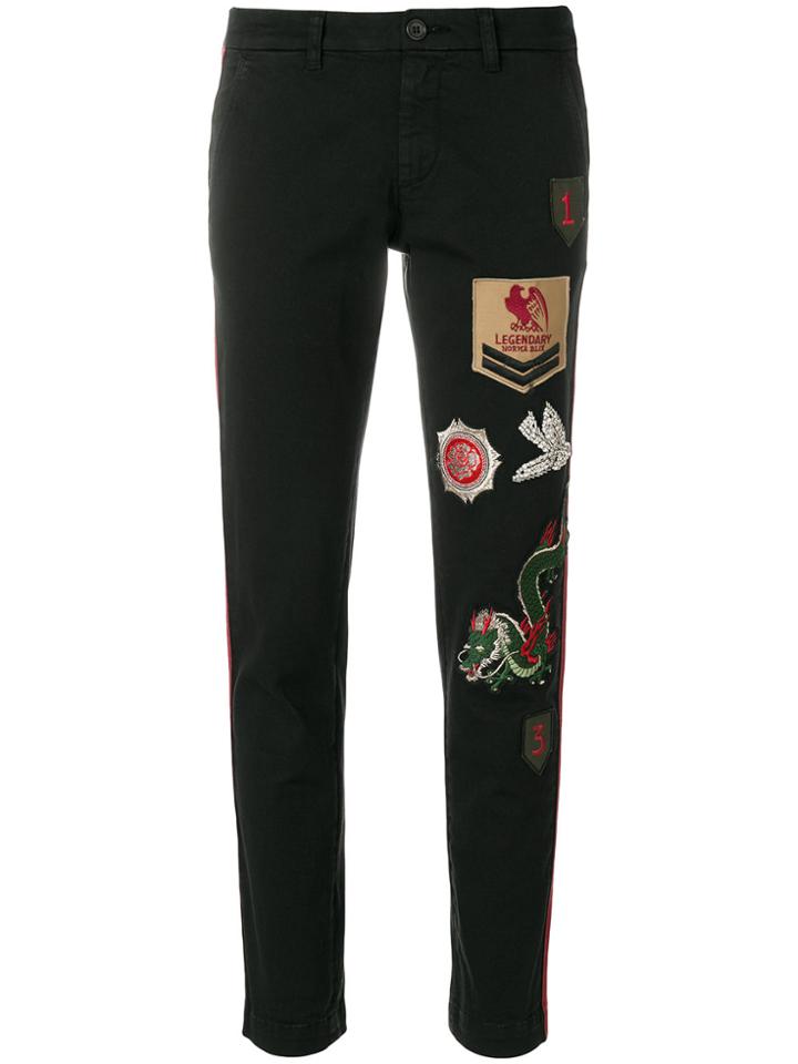P.a.r.o.s.h. Patchwork Skinny Trousers - Black