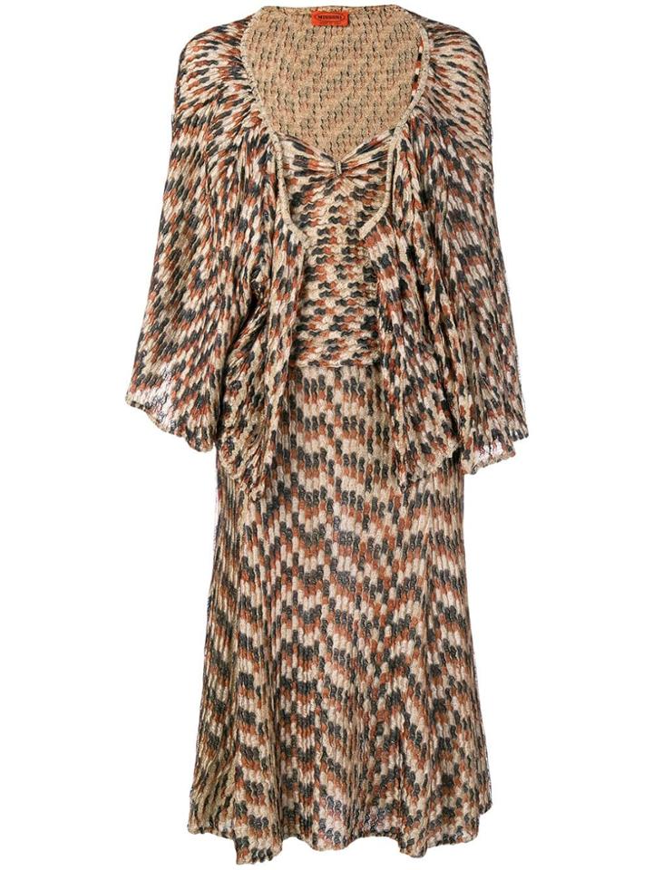 Missoni Vintage Draped Cape Midi Dress - Metallic