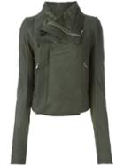 Rick Owens Biker Jacket, Women's, Size: 46, Green, Silk/cotton/leather/virgin Wool