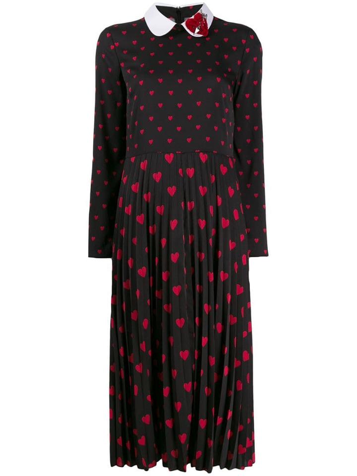 Red Valentino Heart Print Midi Dress - Black