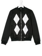 Dsquared2 Kids Studded Diamond Print Bomber Jacket - Black