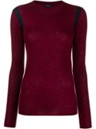 Joseph Side Stripe Knitted Top - Red