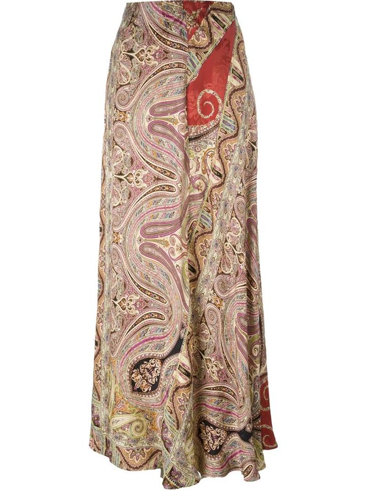 Etro Paisley Maxi Skirt, Women's, Size: 44, Red, Silk/viscose