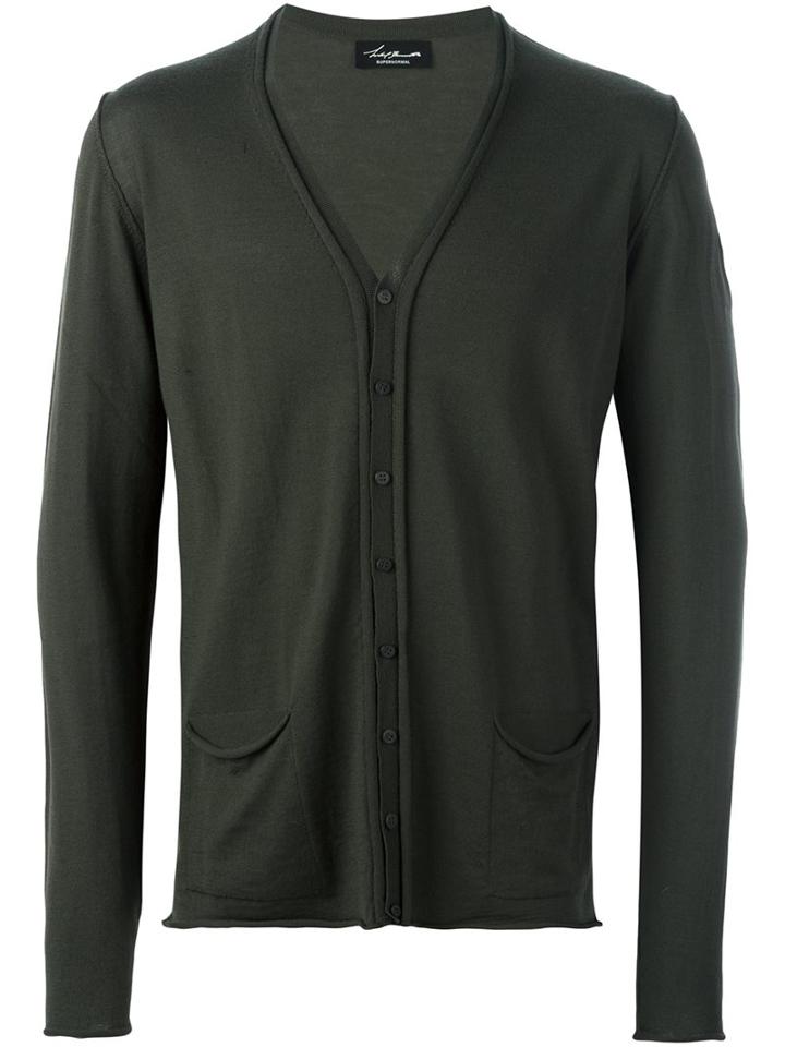Isabel Benenato V-neck Cardigan, Men's, Size: Large, Green, Virgin Wool