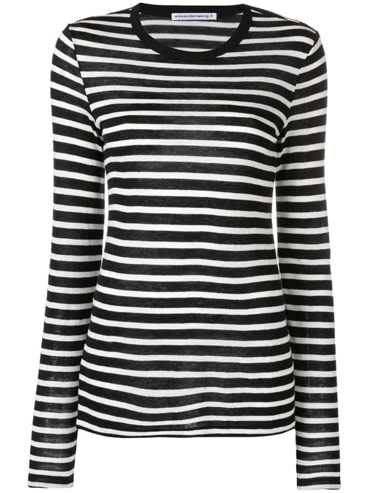 Alexander Wang Striped Long Length Top - Black