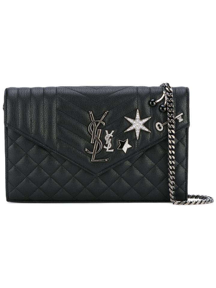 Saint Laurent - Star Embellished Clutch Bag - Women - Leather - One Size, Black, Leather