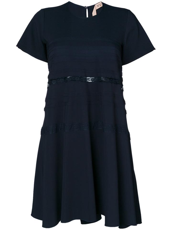 No21 - Lace Sheer Detail Dress - Women - Spandex/elastane/viscose - 40, Blue, Spandex/elastane/viscose