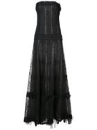 Oscar De La Renta Strapless Lace Grid Gown - Black